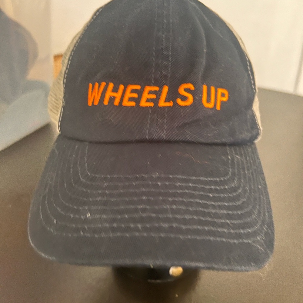 WHEELS UP Navy and Orange Trucker Hat